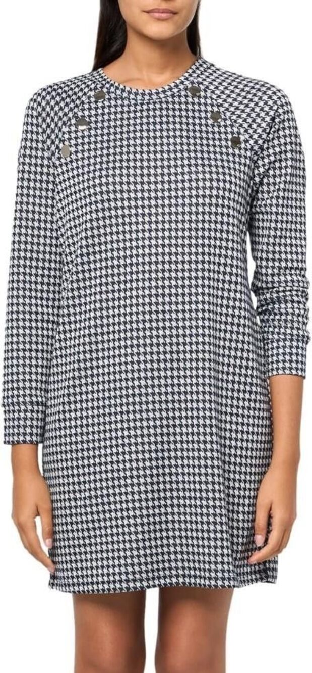 Tommy Hilfiger Long Sleeve Woolworth Knit Houndstooth Dress Navy Size 2X